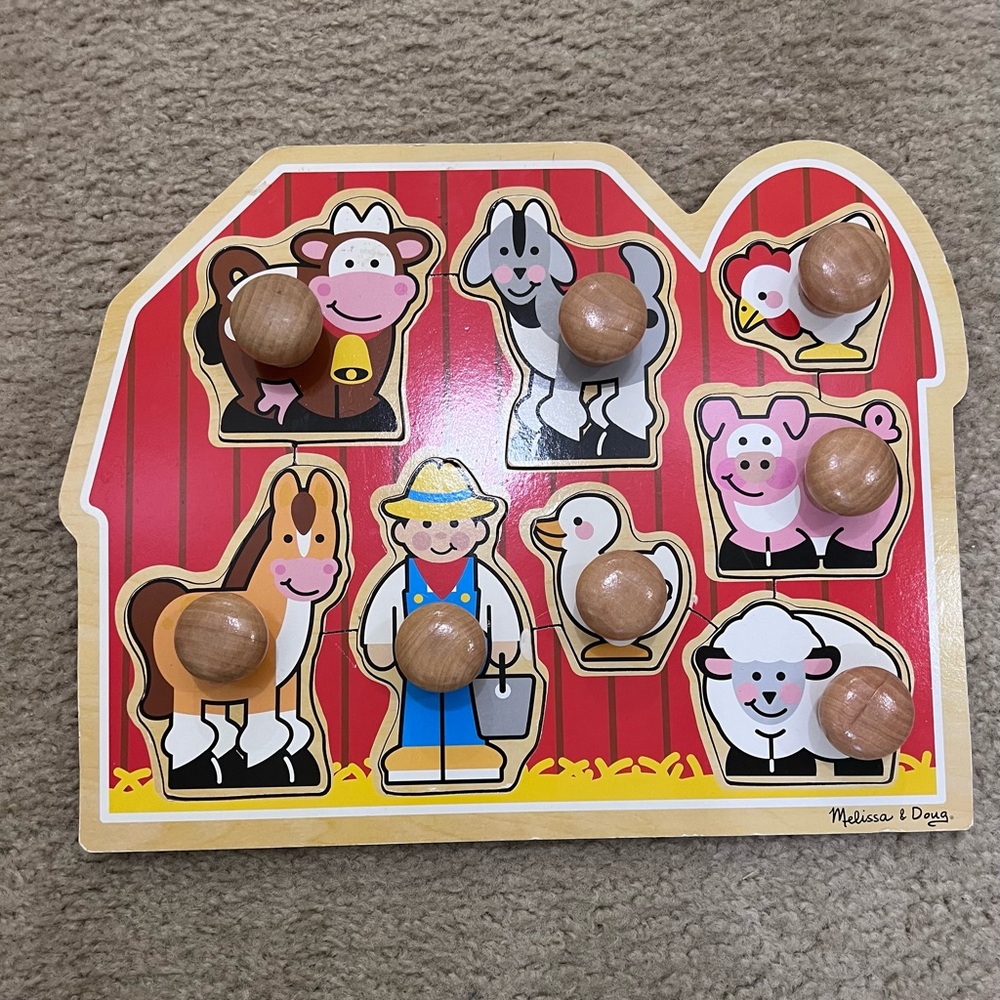 Melissa & Doug Farmyard Friends Puzzle - Red and Yellow